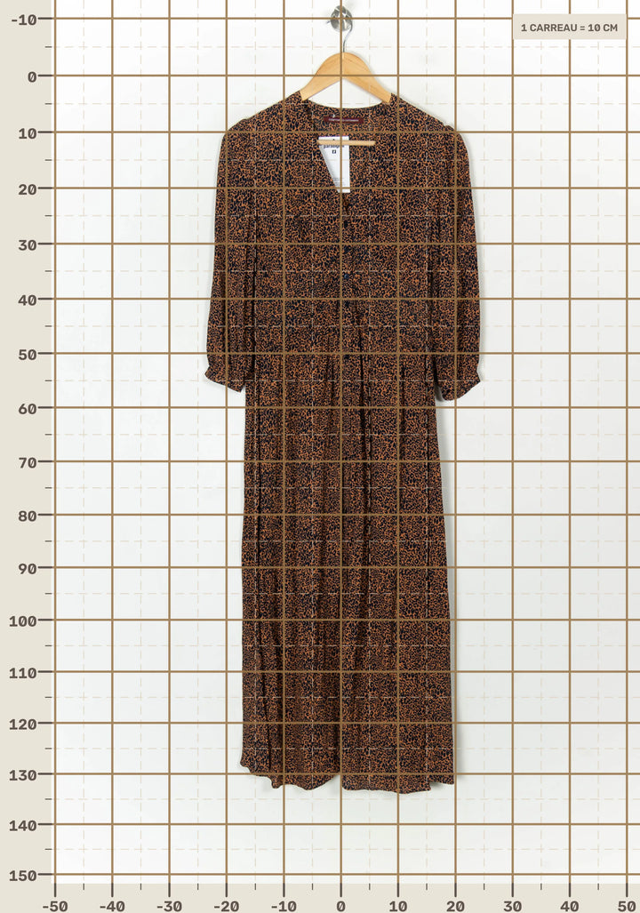 Robe Longue Marron et Noire - Taille S/36 de la marque Comptoir des Cotonniers | PARAD123408 - Vendu par Paradigme - Image 4