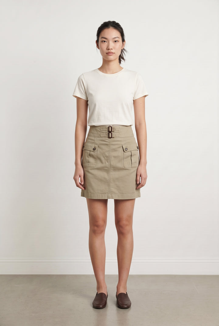 Jupe Courte Kaki - Taille S/36 de la marque Caroll | PARAD123418 - Vendu par Paradigme - Image 1