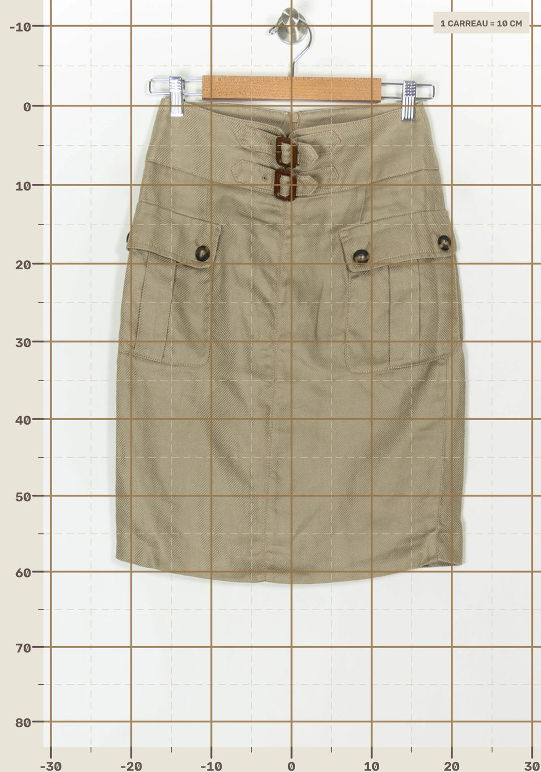 Jupe Courte Kaki - Taille S/36 de la marque Caroll | PARAD123418 - Vendu par Paradigme - Image 4