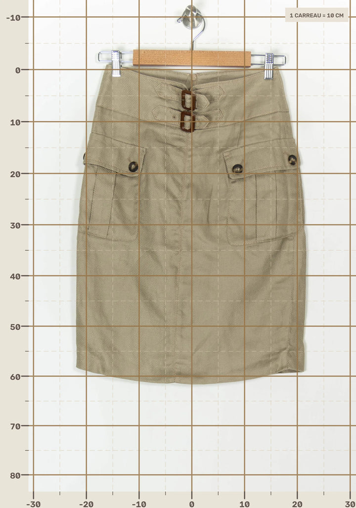 Jupe Courte Kaki - Taille S/36 de la marque Caroll | PARAD123418 - Vendu par Paradigme - Image 4