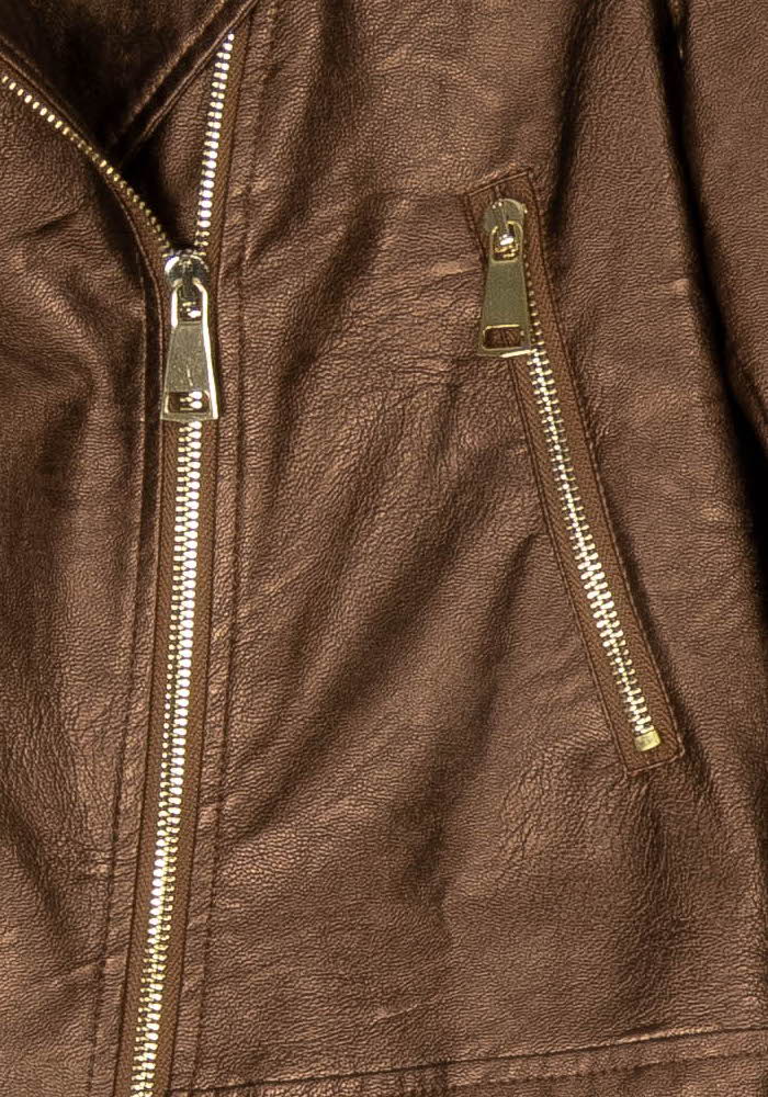Veste Motard Marron - Taille M/38 de la marque La Fée Maraboutée | PARAD123433 - Vendu par Paradigme - Image 3
