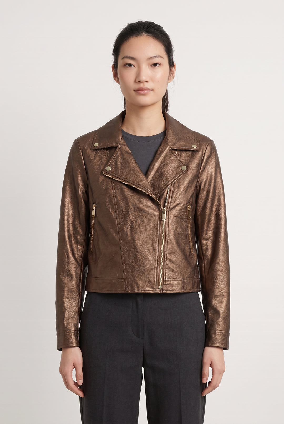 Veste Motard Marron - Taille M/38 de la marque La Fée Maraboutée | PARAD123433 - Vendu par Paradigme - Image 1