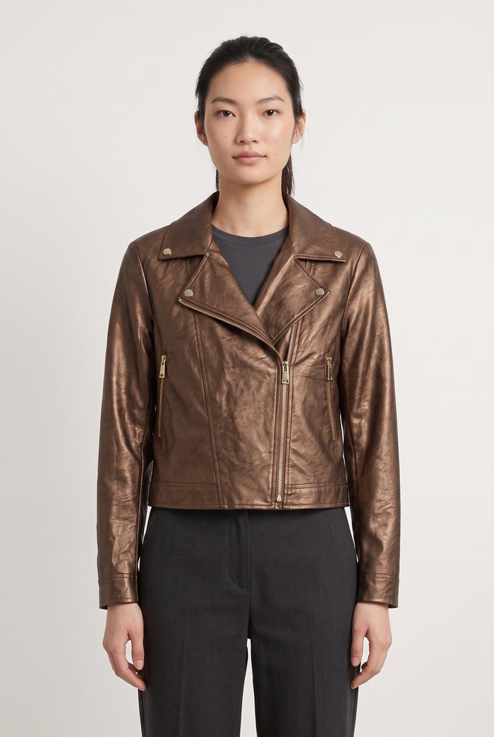 Veste Motard Marron - Taille M/38 de la marque La Fée Maraboutée | PARAD123433 - Vendu par Paradigme - Image 1