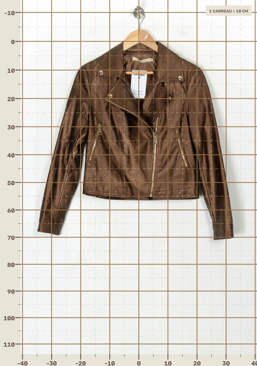 Veste Motard Marron - Taille M/38 de la marque La Fée Maraboutée | PARAD123433 - Vendu par Paradigme - Image 4