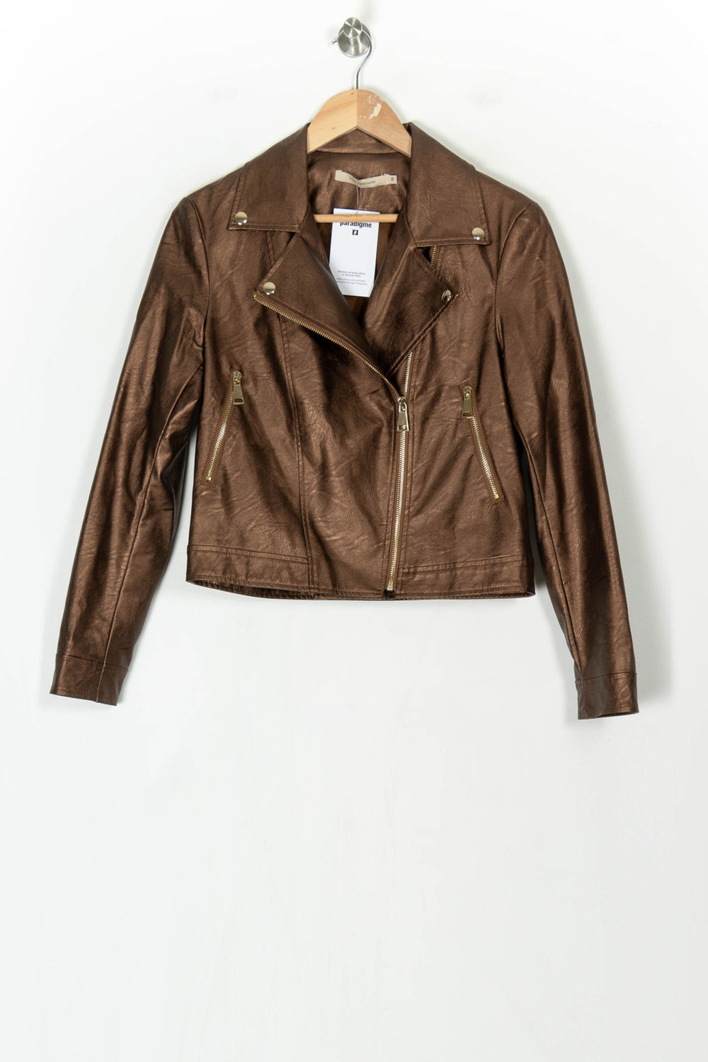 Veste Motard Marron - Taille M/38 de la marque La Fée Maraboutée | PARAD123433 - Vendu par Paradigme - Image 2