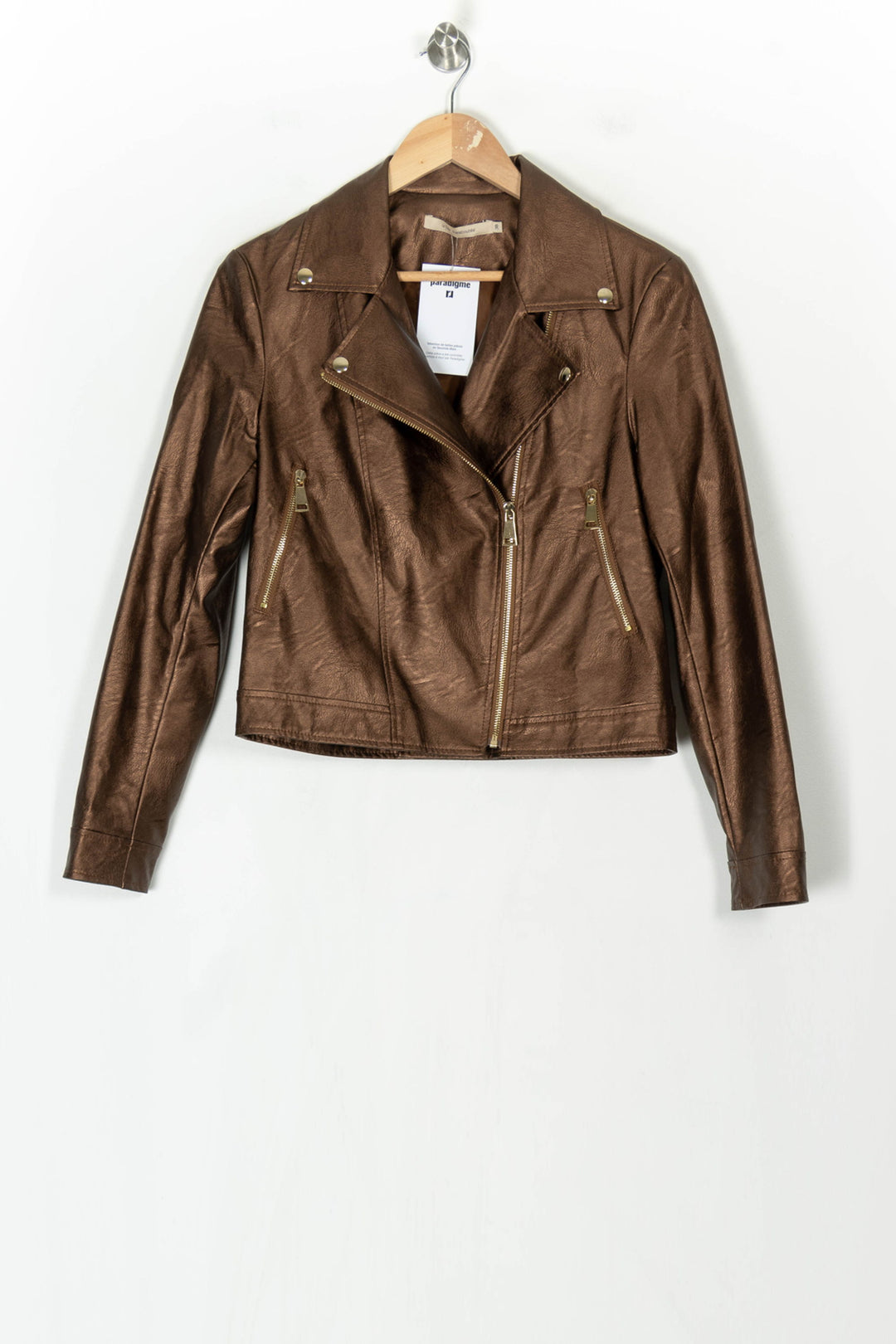 Veste Motard Marron - Taille M/38 de la marque La Fée Maraboutée | PARAD123433 - Vendu par Paradigme - Image 2