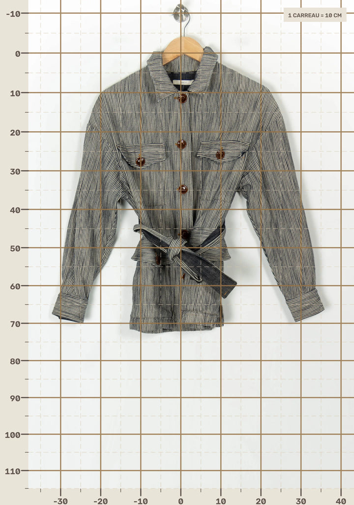 Veste Rayée Bleue et Beige - Taille S/36 de la marque Sessùn | PARAD123474 - Vendu par Paradigme - Image 4