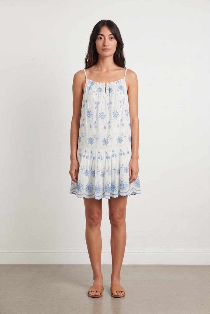 Robe Midi Blanche et Bleue - Taille XS/34 de la marque IKKS | PARAD123476 - Vendu par Paradigme - Image 1