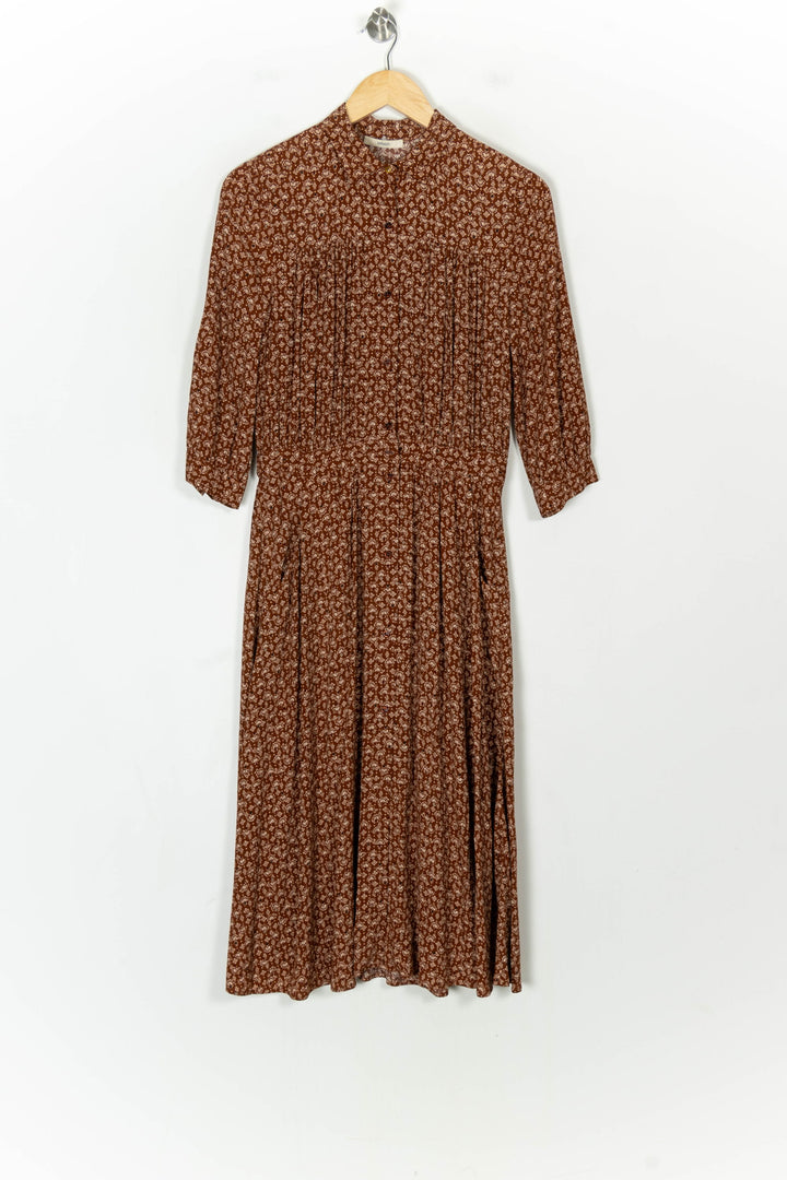 Robe Midi Marron et Écru - Taille S/36 de la marque Sessùn | PARAD123479 - Vendu par Paradigme - Image 2