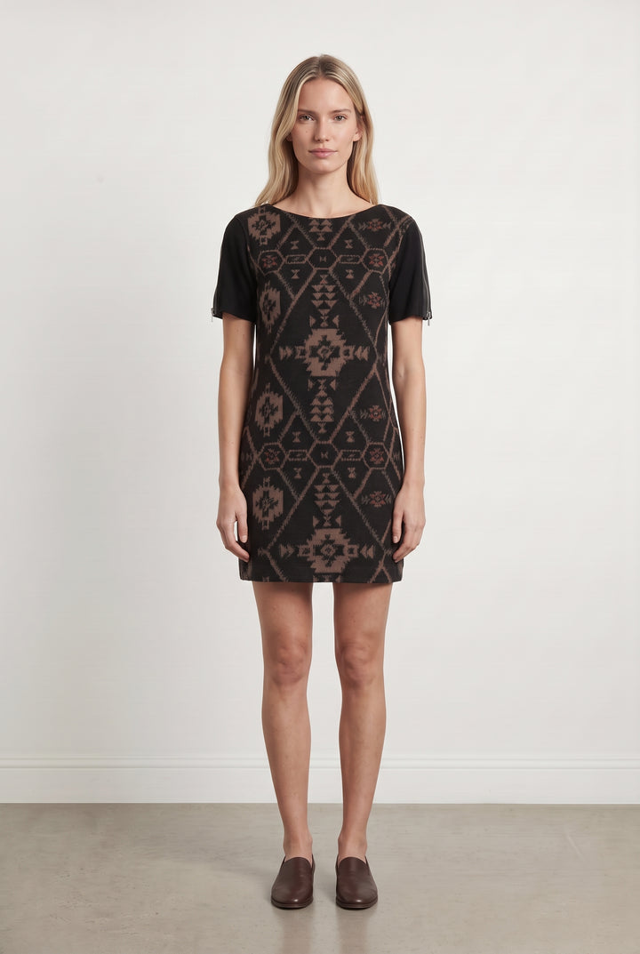 Robe Midi Noire et Marron - Taille S/36 de la marque Sandro | PARAD123512 - Vendu par Paradigme - Image 1