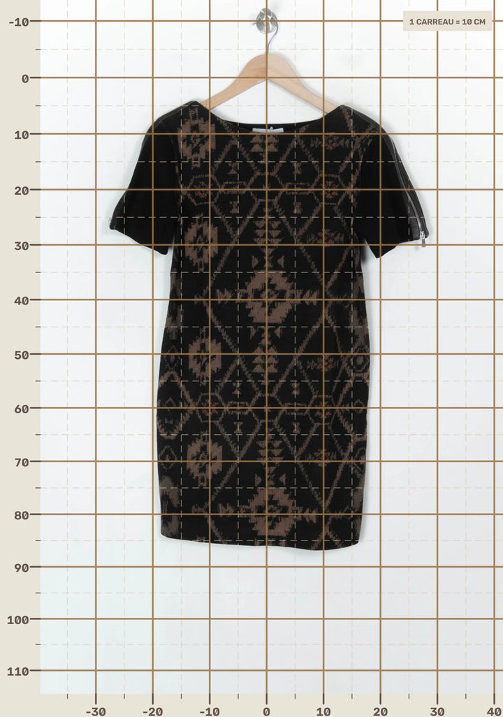 Robe Midi Noire et Marron - Taille S/36 de la marque Sandro | PARAD123512 - Vendu par Paradigme - Image 4