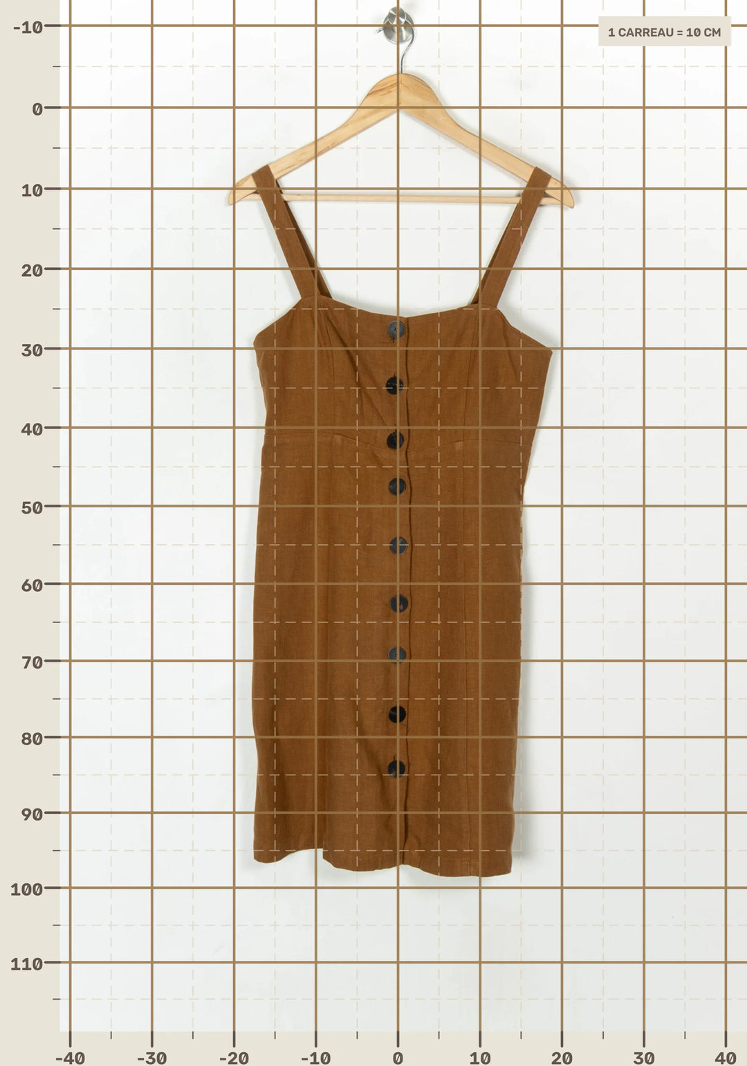 Robe Courte Boutonnée Marron - Taille M/38 de la marque Sézane | PARAD123523 - Vendu par Paradigme - Image 4