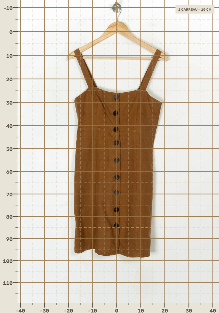 Robe Courte Boutonnée Marron - Taille M/38 de la marque Sézane | PARAD123523 - Vendu par Paradigme - Image 4