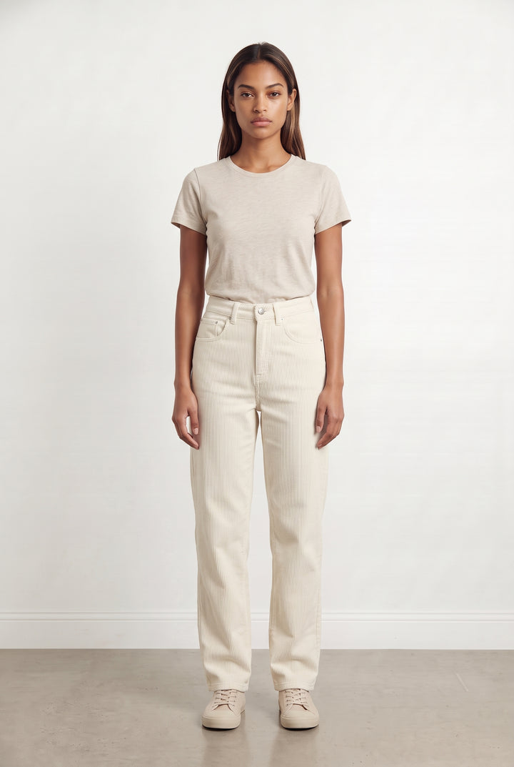 Pantalon en velours côtelé écru - Taille XS/34 de la marque Claudie Pierlot | PARAD123538 - Vendu par Paradigme - Image 1