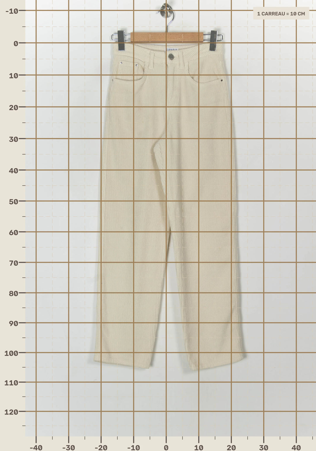 Pantalon en velours côtelé écru - Taille XS/34 de la marque Claudie Pierlot | PARAD123538 - Vendu par Paradigme - Image 4