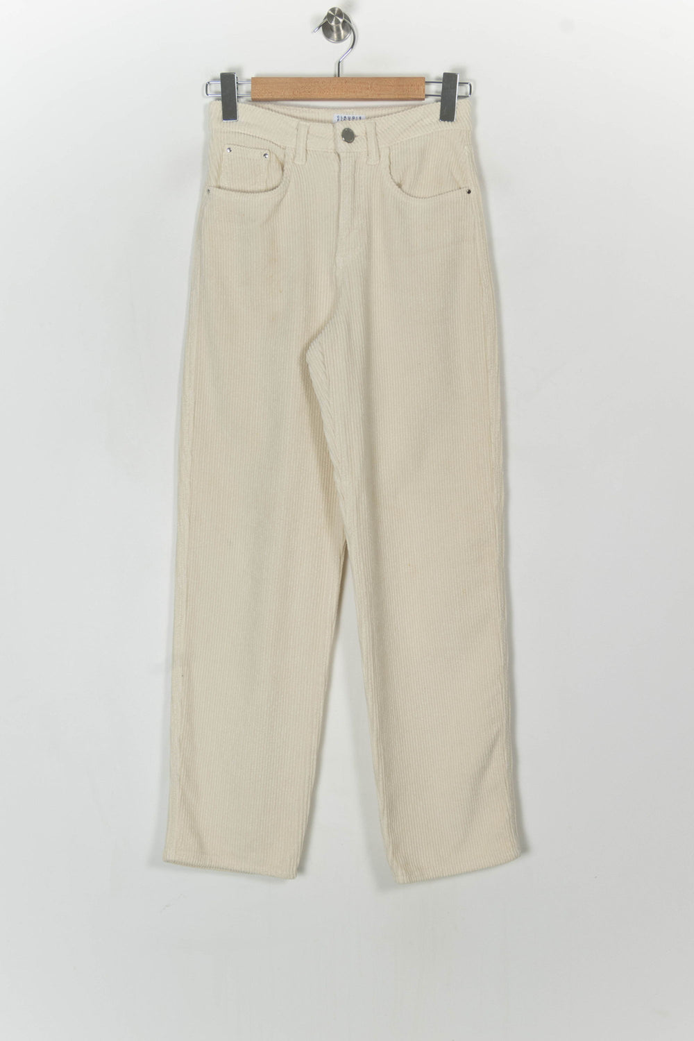Pantalon en velours côtelé écru - Taille XS/34 de la marque Claudie Pierlot | PARAD123538 - Vendu par Paradigme - Image 2