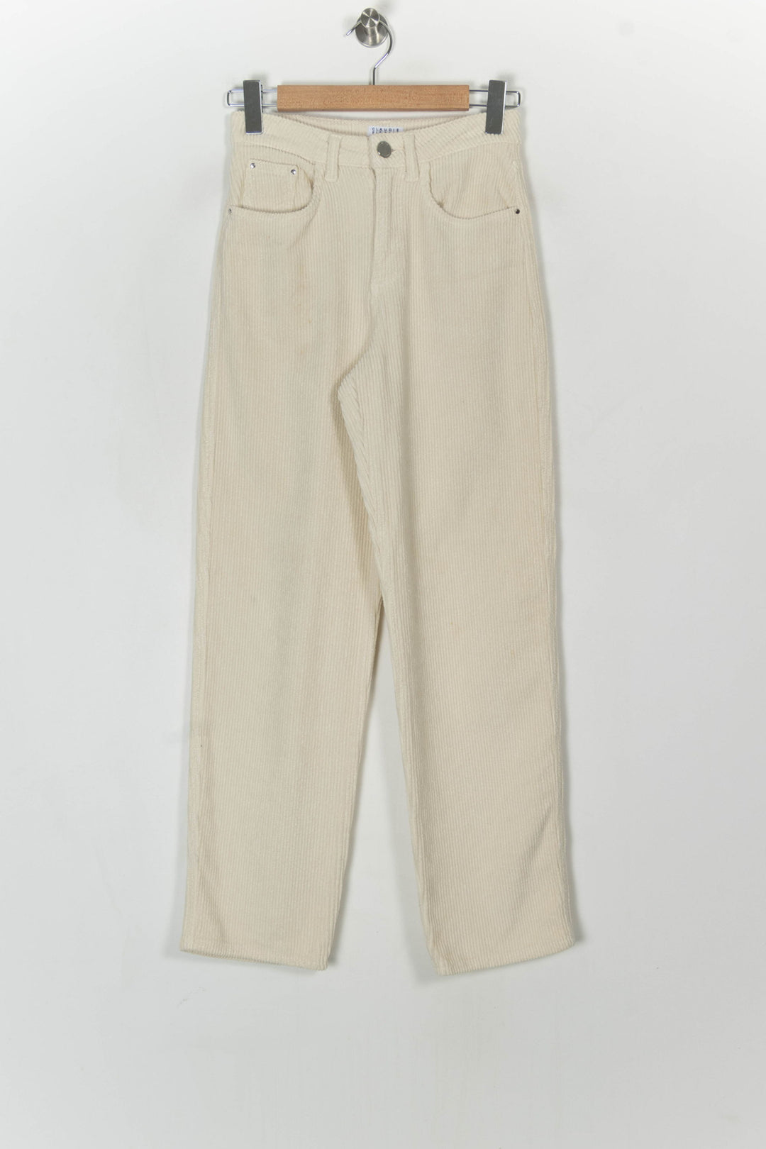 Pantalon en velours côtelé écru - Taille XS/34 de la marque Claudie Pierlot | PARAD123538 - Vendu par Paradigme - Image 2
