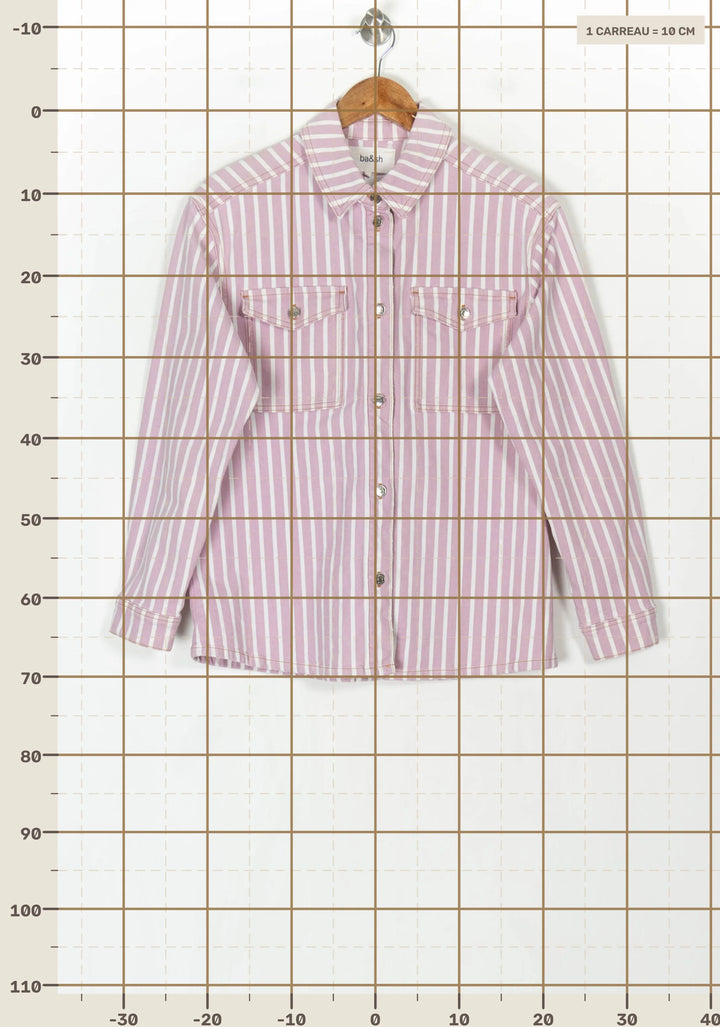 Veste Chemise Rayée Rose et Blanche - Taille XS/34 de la marque ba&amp;sh | PARAD123592 - Vendu par Paradigme - Image 4
