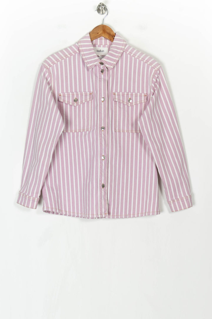 Veste Chemise Rayée Rose et Blanche - Taille XS/34 de la marque ba&amp;sh | PARAD123592 - Vendu par Paradigme - Image 2