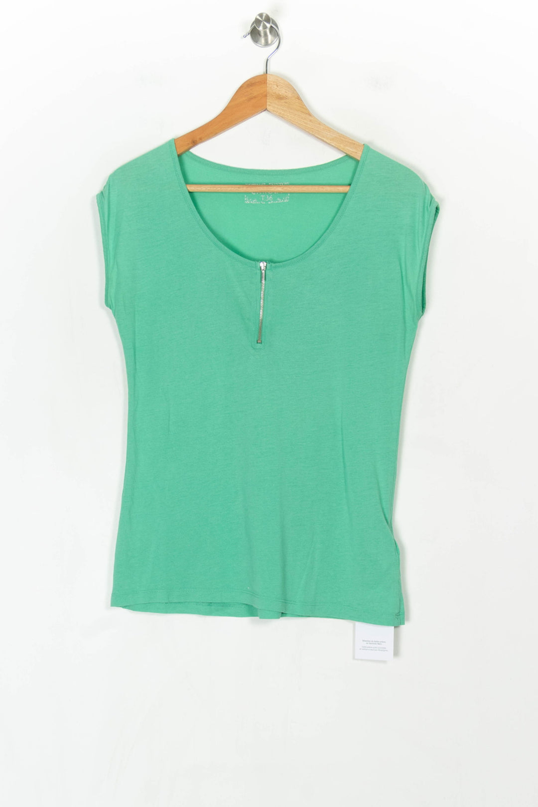 Tee-shirt sans manches Vert - Taille S/36 de la marque Caroll | PARAD123605 - Vendu par Paradigme - Image 2