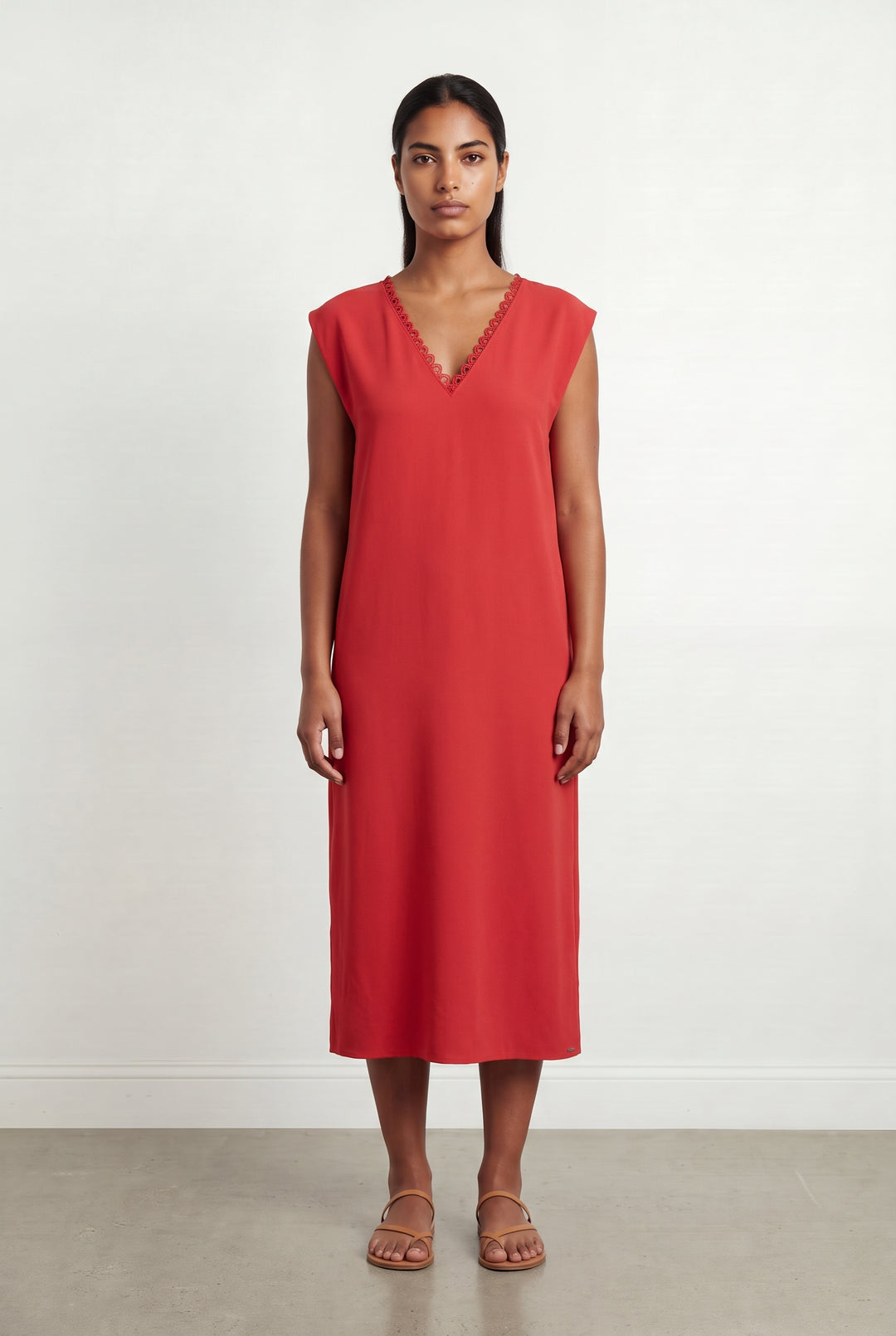Robe Midi Rouge - Taille L/40 de la marque IKKS | PARAD123609 - Vendu par Paradigme - Image 1