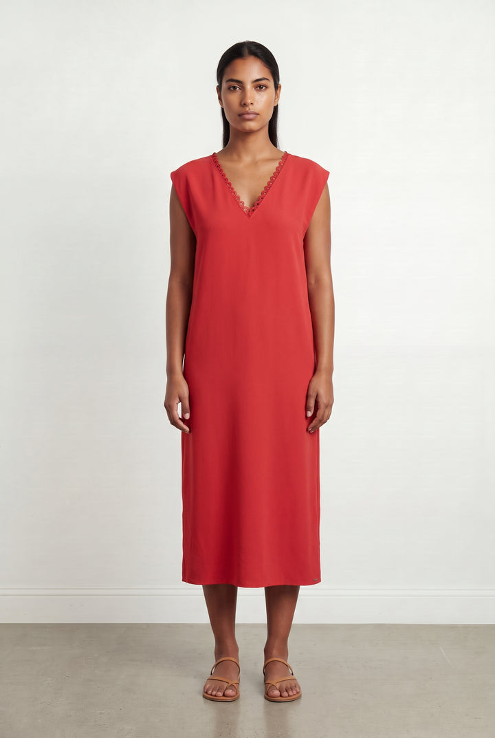 Robe Midi Rouge - Taille L/40 de la marque IKKS | PARAD123609 - Vendu par Paradigme - Image 1