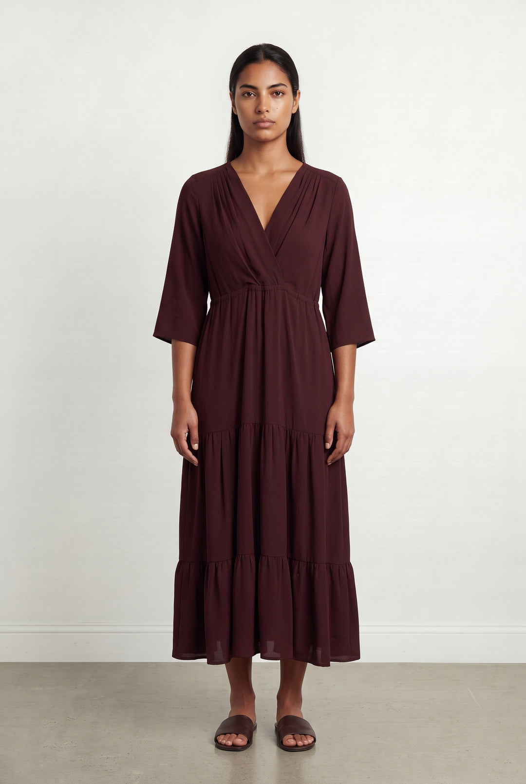 Robe Portefeuille Bordeaux - Taille L/40 de la marque La Fée Maraboutée | PARAD123627 - Vendu par Paradigme - Image 1