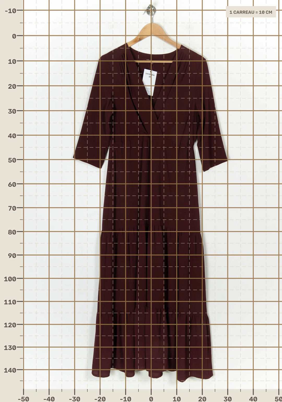 Robe Portefeuille Bordeaux - Taille L/40 de la marque La Fée Maraboutée | PARAD123627 - Vendu par Paradigme - Image 4