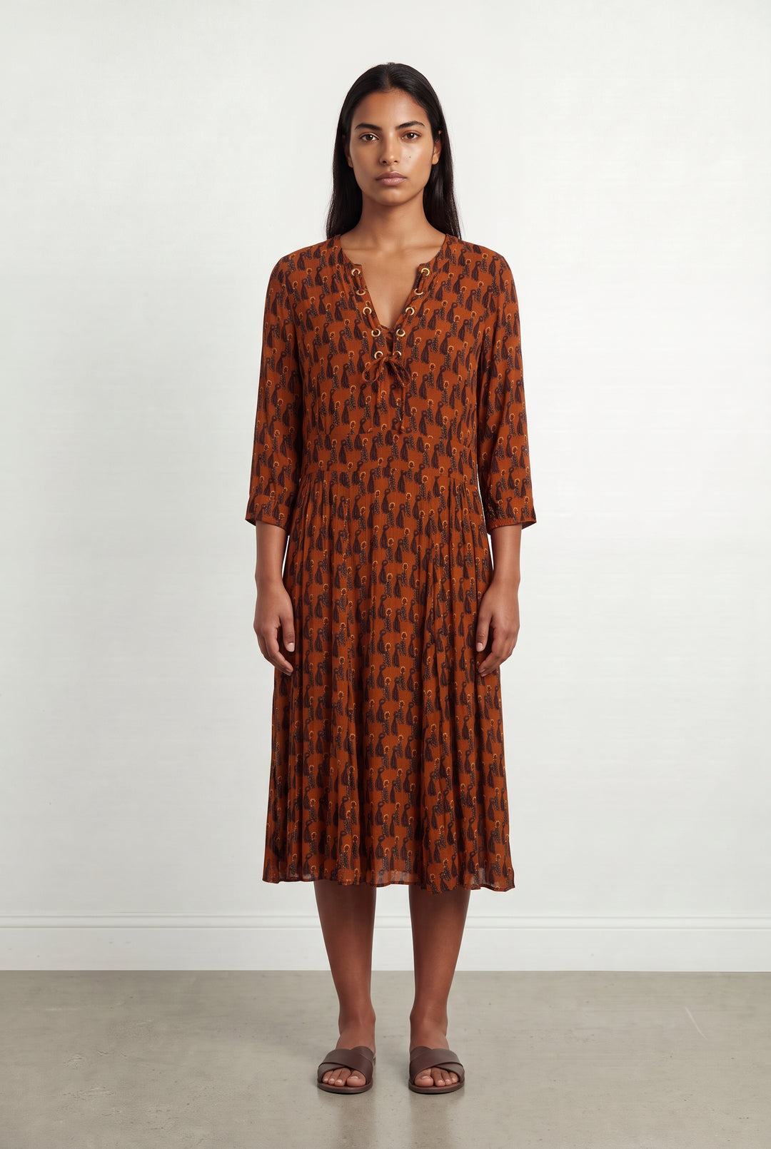 Robe Longue Orange et Noire - Taille L/40 de la marque Maison 123 | PARAD123629 - Vendu par Paradigme - Image 1