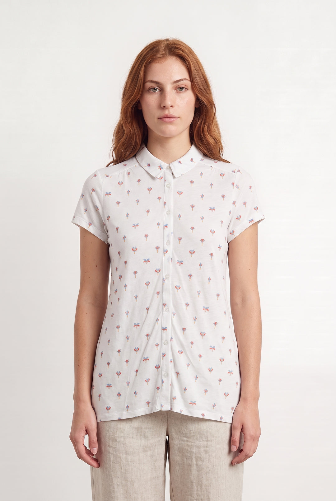 Chemise À Manches Courtes Blanche - Taille S/36 de la marque Caroll | PARAD123646 - Vendu par Paradigme - Image 1