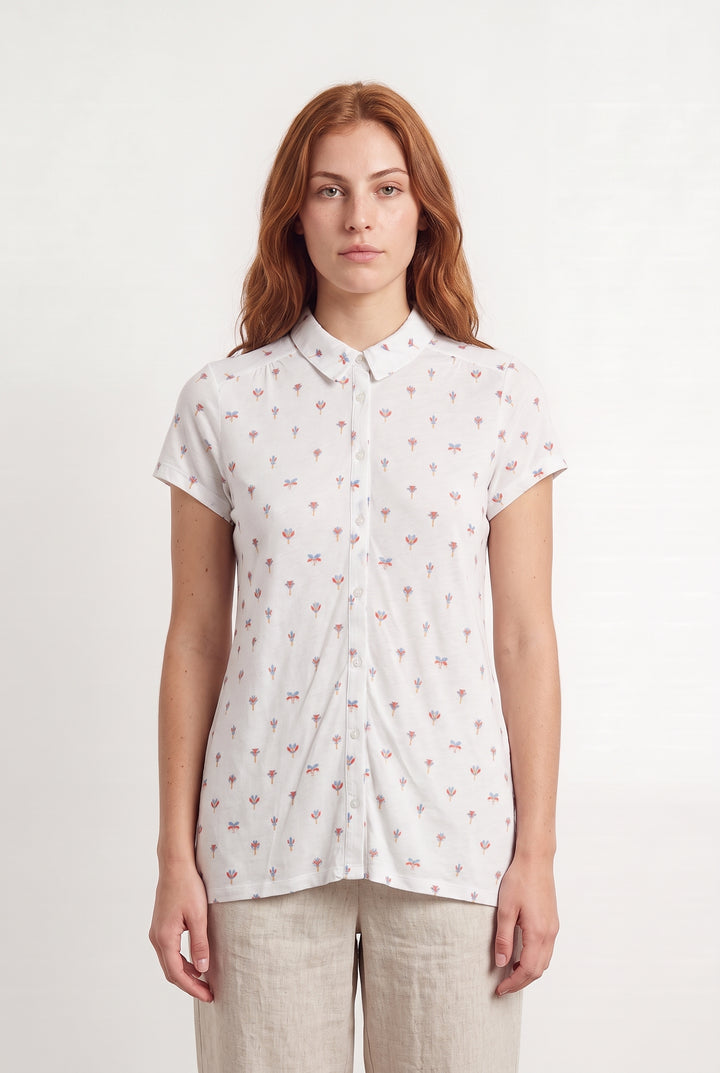 Chemise À Manches Courtes Blanche - Taille S/36 de la marque Caroll | PARAD123646 - Vendu par Paradigme - Image 1