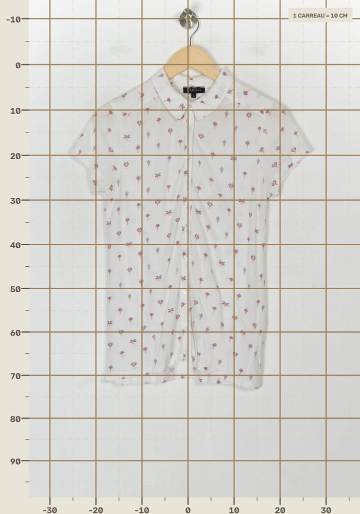 Chemise À Manches Courtes Blanche - Taille S/36 de la marque Caroll | PARAD123646 - Vendu par Paradigme - Image 4