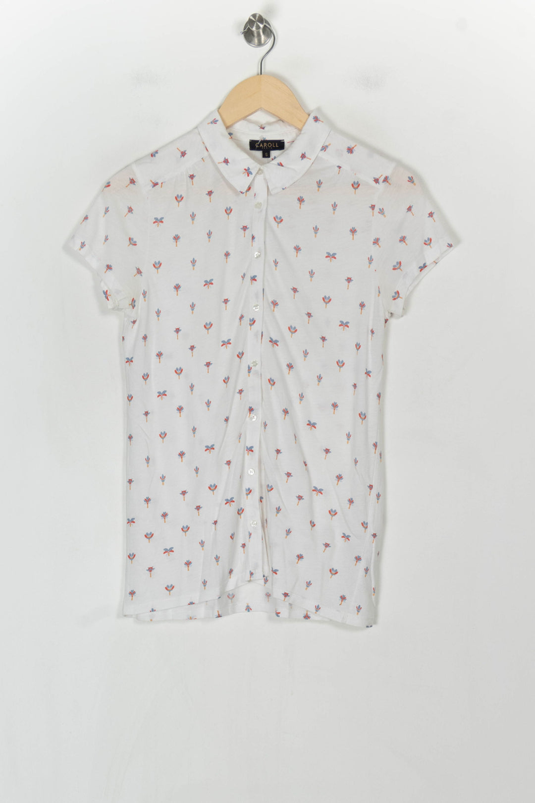Chemise À Manches Courtes Blanche - Taille S/36 de la marque Caroll | PARAD123646 - Vendu par Paradigme - Image 2