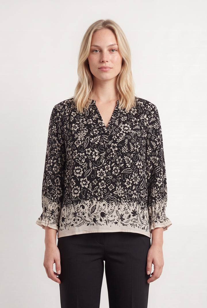 Blouse Noire et Beige - Taille L/40 de la marque Gerard Darel | PARAD123657 - Vendu par Paradigme - Image 1