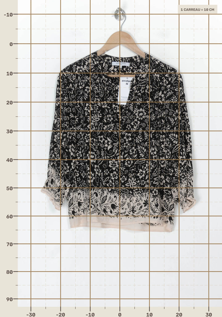 Blouse Noire et Beige - Taille L/40 de la marque Gerard Darel | PARAD123657 - Vendu par Paradigme - Image 4