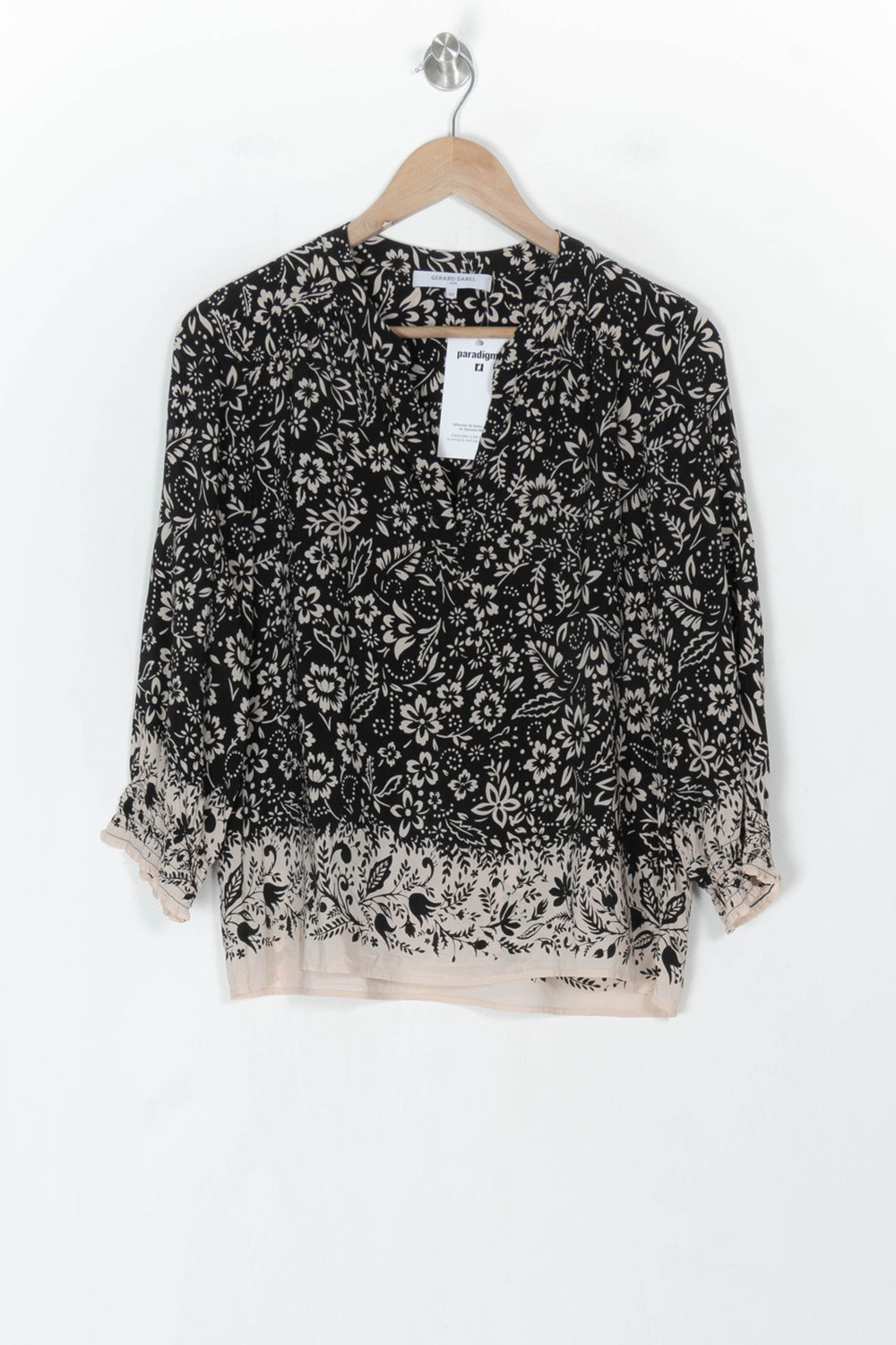 Blouse Noire et Beige - Taille L/40 de la marque Gerard Darel | PARAD123657 - Vendu par Paradigme - Image 2