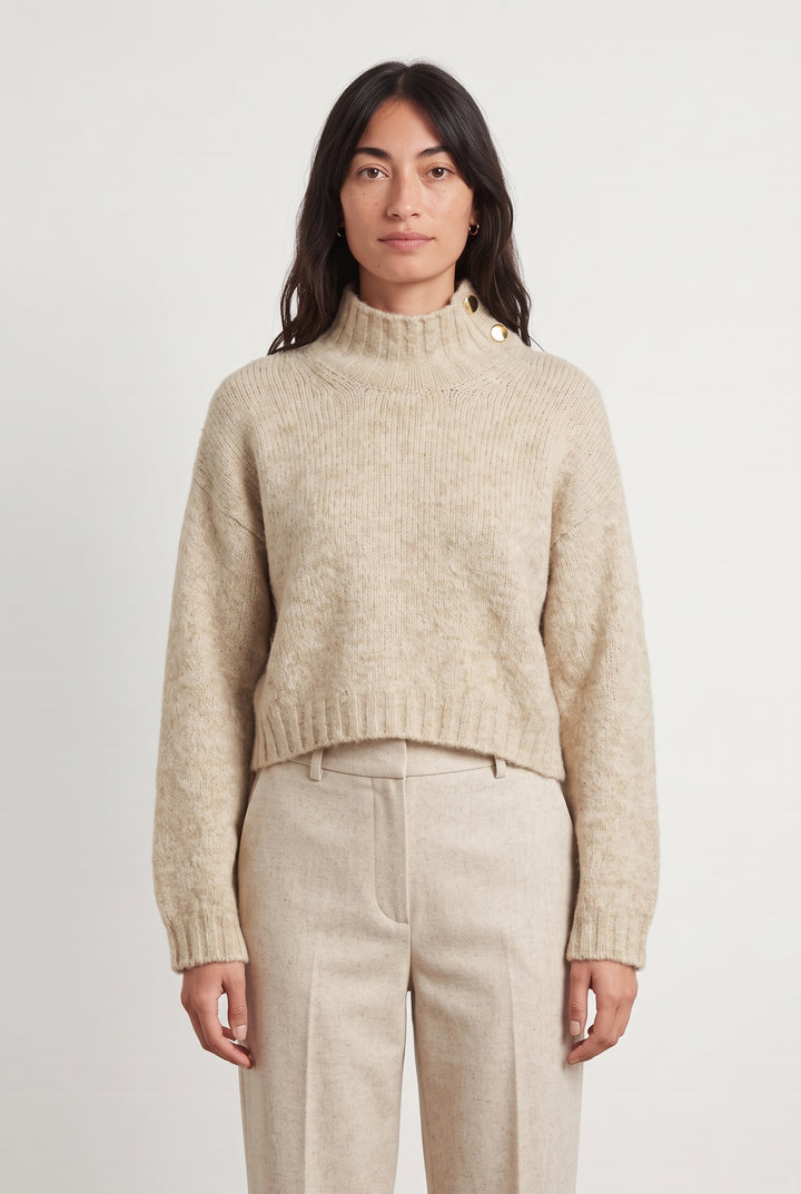 Pull À Col Montant Beige - Taille S/36 de la marque SAAJ | PARAD123674 - Vendu par Paradigme - Image 1