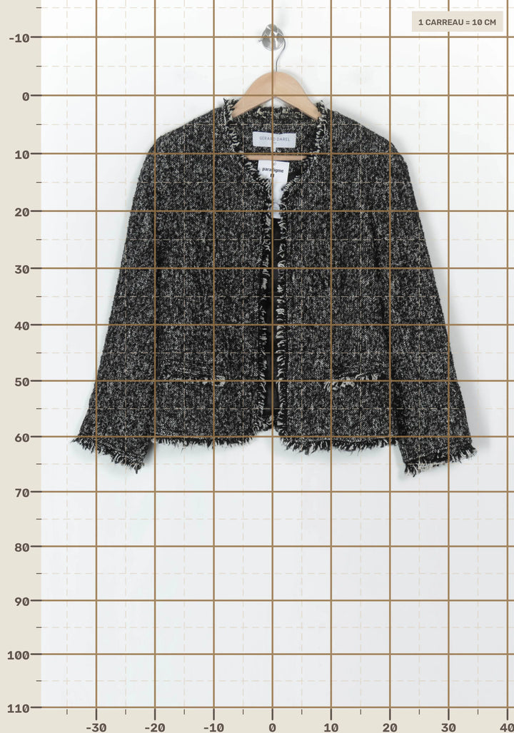 Veste En Tweed Noire et Blanche - Taille XL/42 de la marque Gerard Darel | PARAD123686 - Vendu par Paradigme - Image 4