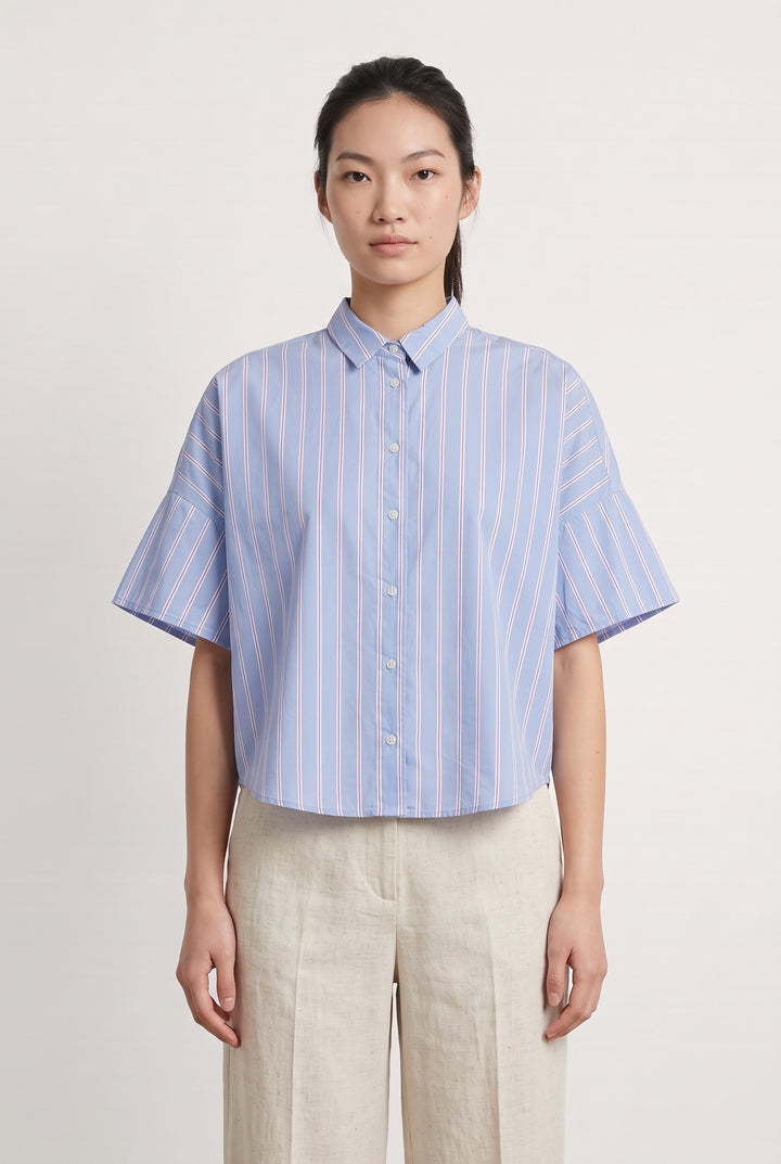 Chemise À Manches Courtes Bleue - Taille M/38 de la marque Gerard Darel | PARAD123688 - Vendu par Paradigme - Image 1
