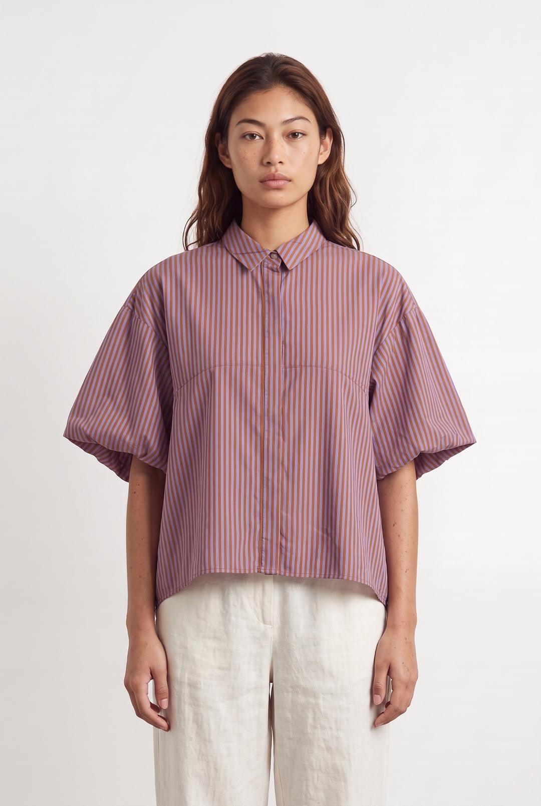 Chemise À Manches Courtes Violette et Marron - Taille M/38 de la marque Sessùn | PARAD123689 - Vendu par Paradigme - Image 1
