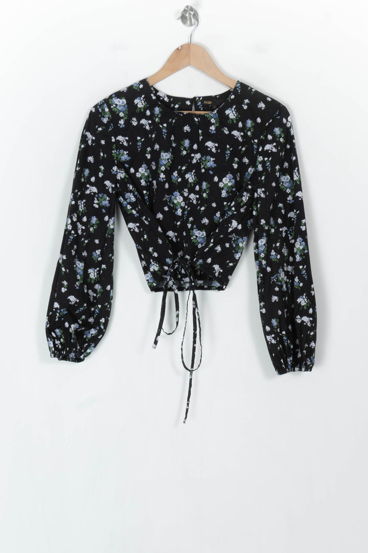 Blouse Cache-Cœur Noire - Taille L/40 de la marque Maje | PARAD123700 - Vendu par Paradigme - Image 2