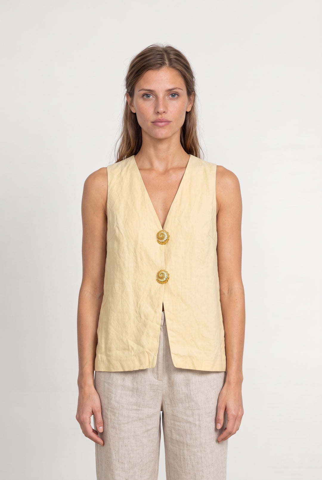 Gilet Sans Manches Jaune - Taille S/36 de la marque Sézane | PARAD123712 - Vendu par Paradigme - Image 1