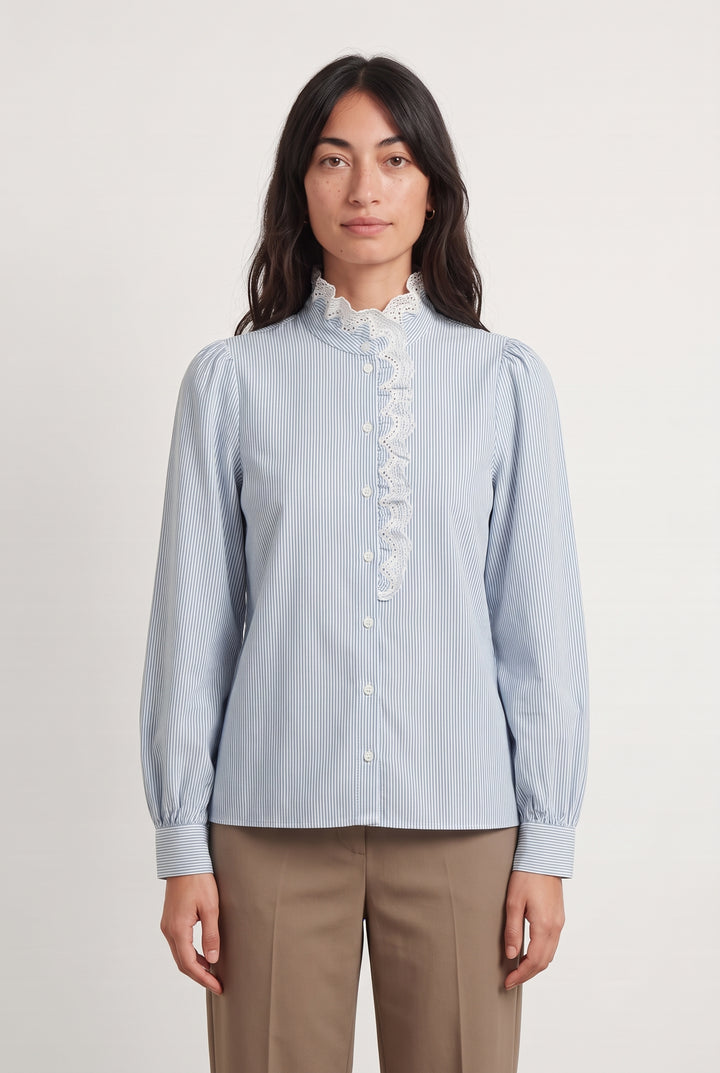 Chemise Rayée Bleue et Blanche - Taille S/36 de la marque Sézane | PARAD123716 - Vendu par Paradigme - Image 1