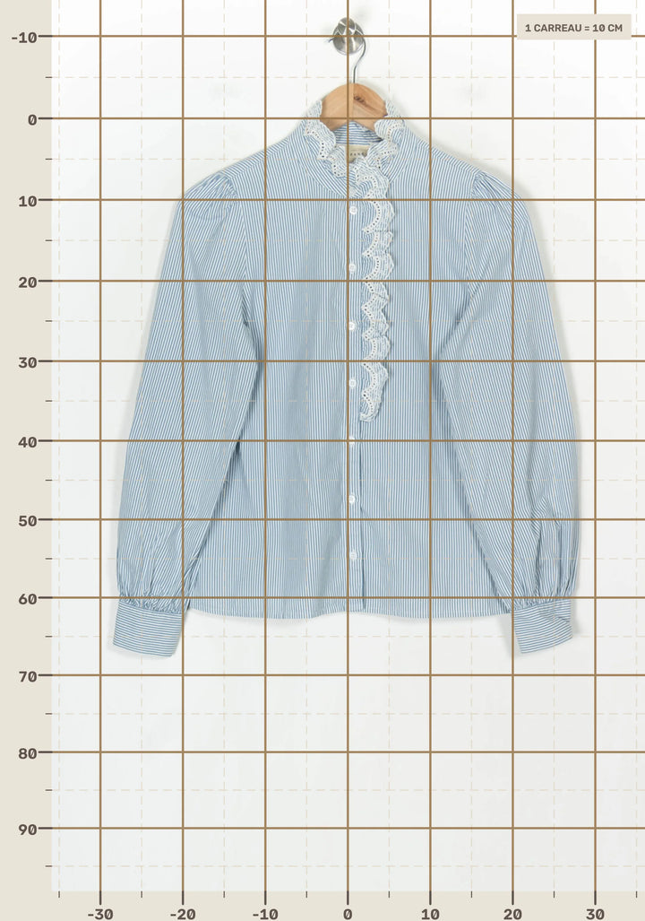 Chemise Rayée Bleue et Blanche - Taille S/36 de la marque Sézane | PARAD123716 - Vendu par Paradigme - Image 4