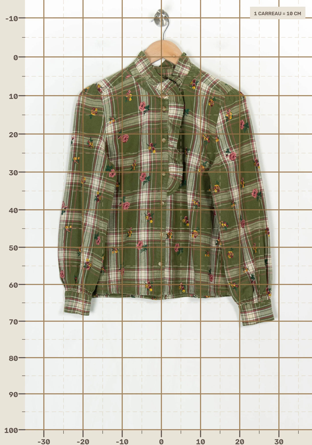Chemise Verte et Beige - Taille S/36 de la marque Sézane | PARAD123717 - Vendu par Paradigme - Image 4