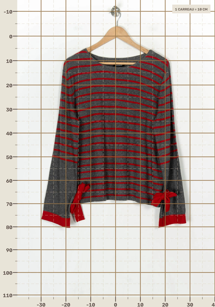 Pull Gris et Rouge - Taille L/40 de la marque Kookai | PARAD123722 - Vendu par Paradigme - Image 4