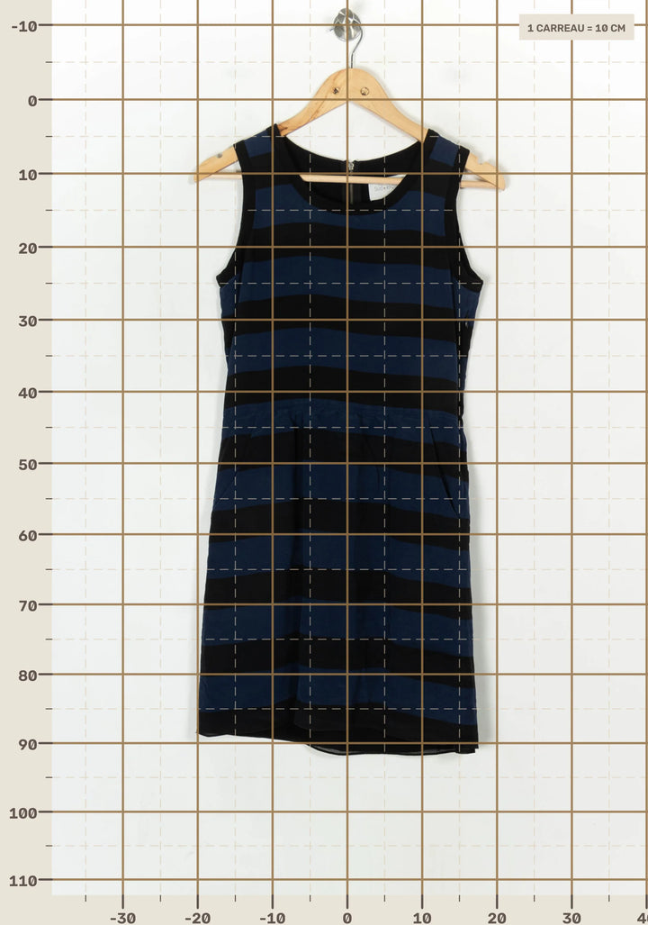 Robe Courte Rayée Noire et Bleue - Taille S/36 de la marque Sud express | PARAD123778 - Vendu par Paradigme - Image 4