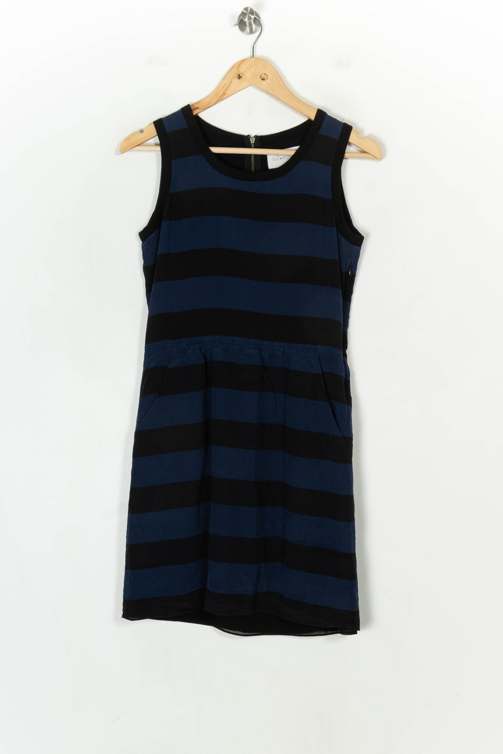 Robe Courte Rayée Noire et Bleue - Taille S/36 de la marque Sud express | PARAD123778 - Vendu par Paradigme - Image 2