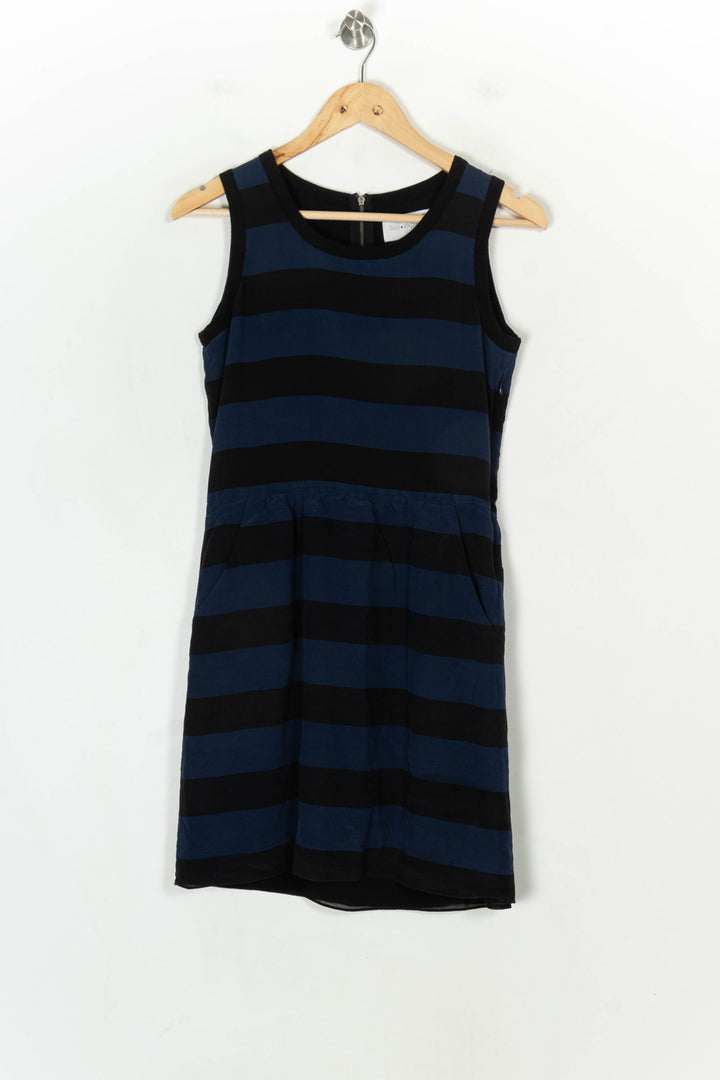 Robe Courte Rayée Noire et Bleue - Taille S/36 de la marque Sud express | PARAD123778 - Vendu par Paradigme - Image 2