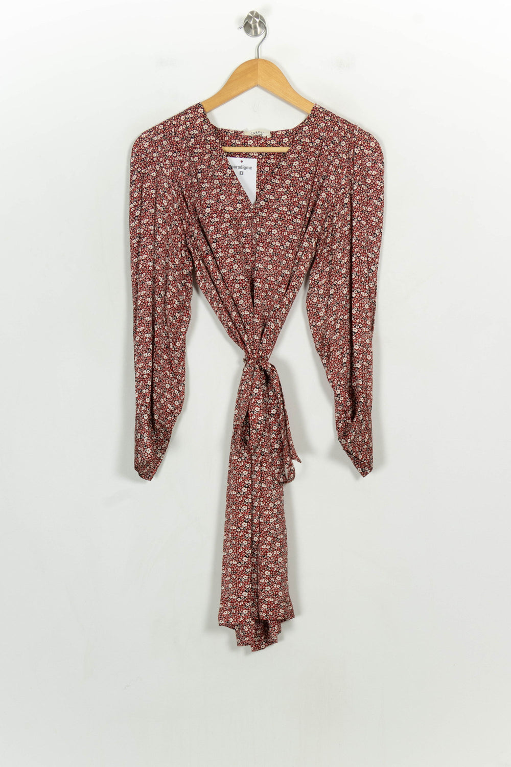 Robe Portefeuille Rouge et Blanc - Taille M/38 de la marque Caroll | PARAD123788 - Vendu par Paradigme - Image 2